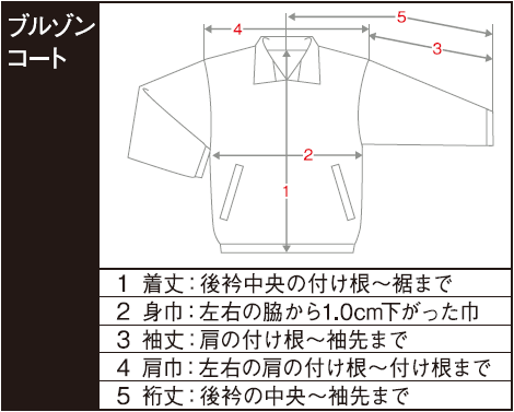 ブルゾン寸法の計り方